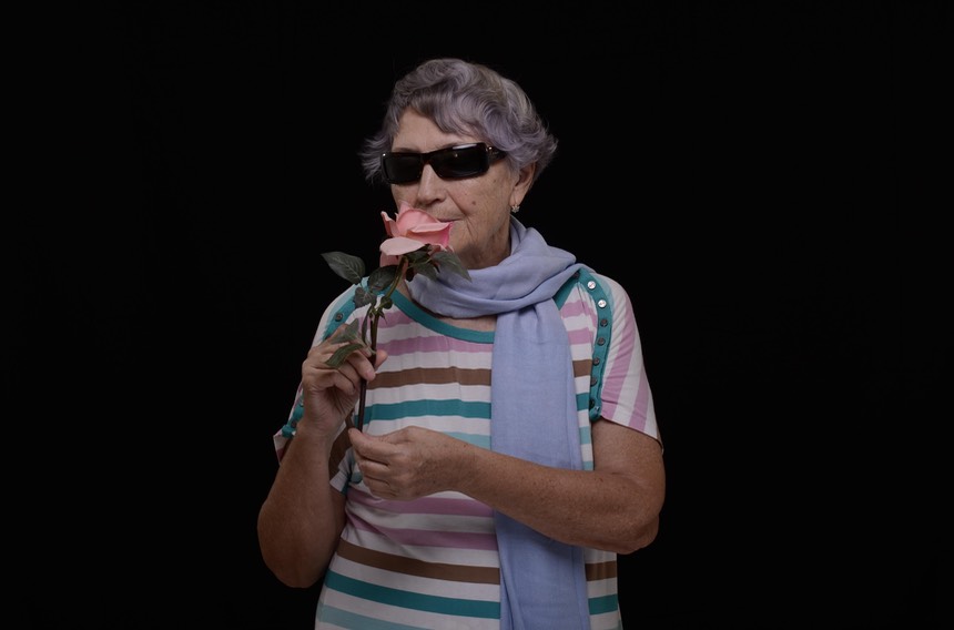 grandmother with rose